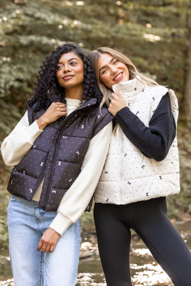 Stella White Bow Dot Puffer Vest FINAL SALE sold by Pink Lily product image thumbnail 4