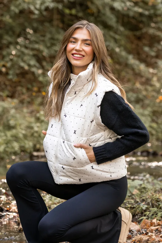 Stella White Bow Dot Puffer Vest FINAL SALE sold by Pink Lily product image thumbnail 2