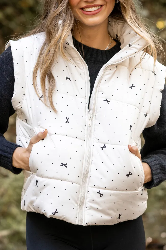 Stella White Bow Dot Puffer Vest FINAL SALE sold by Pink Lily product image thumbnail 3