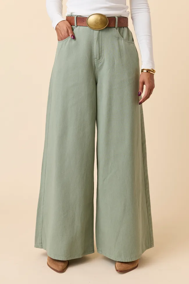 Rio Olive Wide Leg Trousers SALE sold by Pink Lily