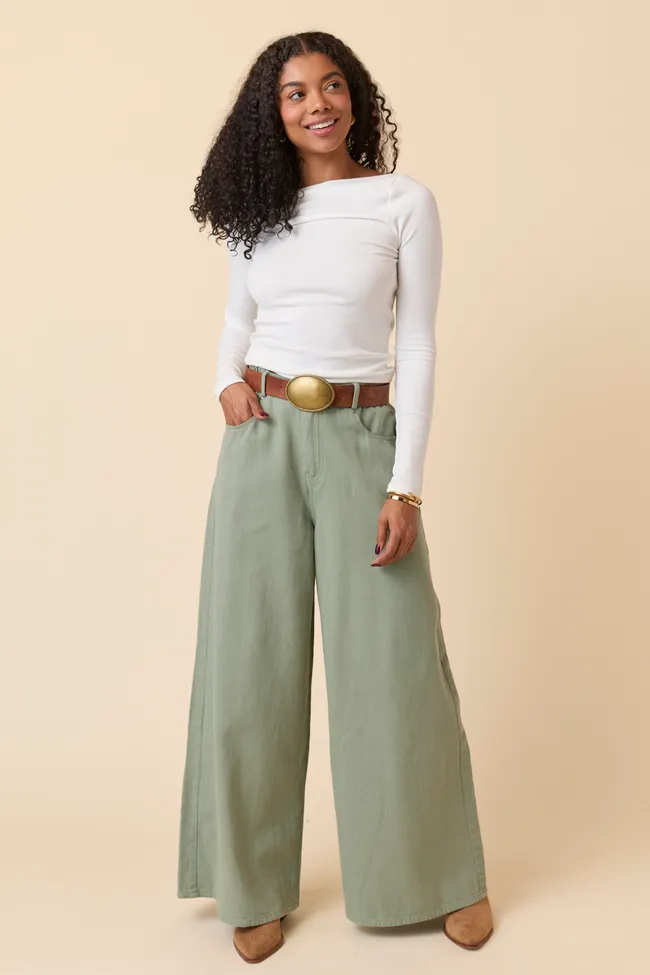 Rio Olive Wide Leg Trousers SALE sold by Pink Lily product image thumbnail 2