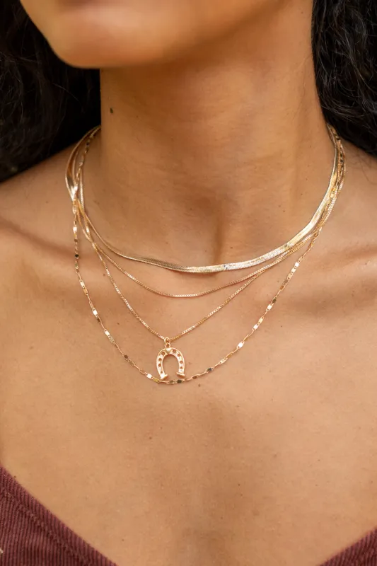 Fallon Gold Horseshoe Necklace sold by Pink Lily