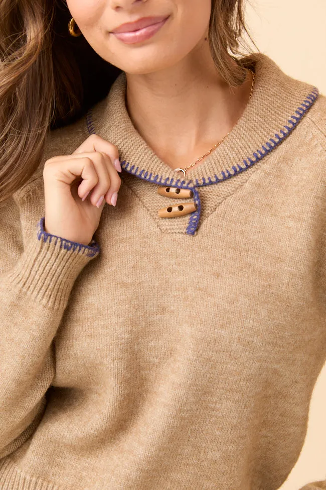 Nettie Brown V-Neck Toggle Button Sweater FINAL SALE sold by Pink Lily product image thumbnail 5