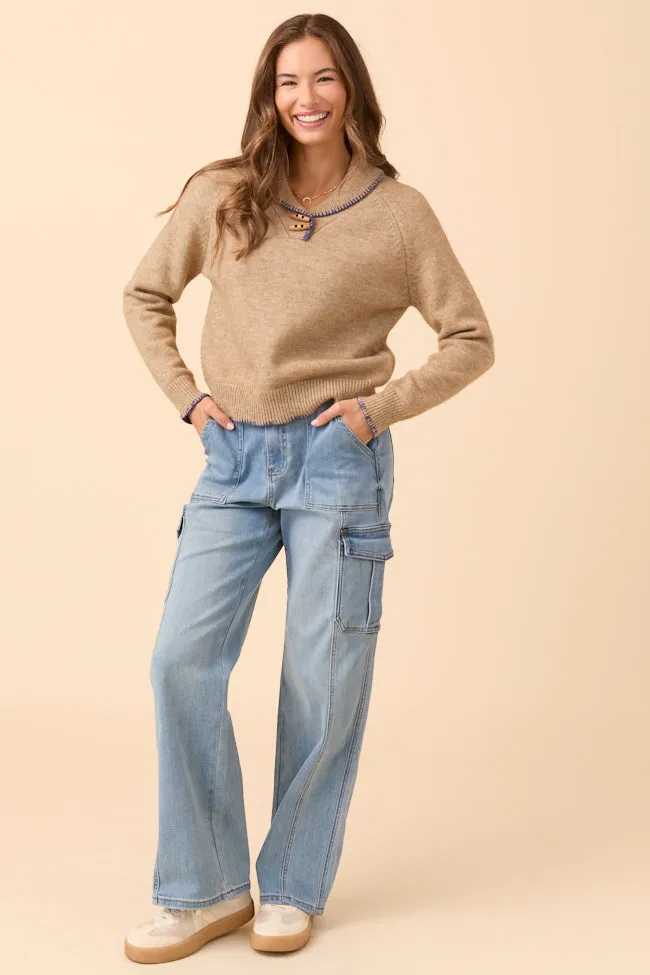 Nettie Brown V-Neck Toggle Button Sweater FINAL SALE sold by Pink Lily product image thumbnail 2