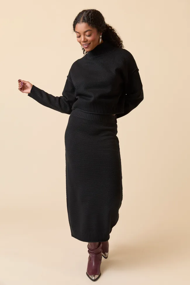 Jamie Black Sweater Turtleneck Skirt Set FINAL SALE sold by Pink Lily product image thumbnail 4