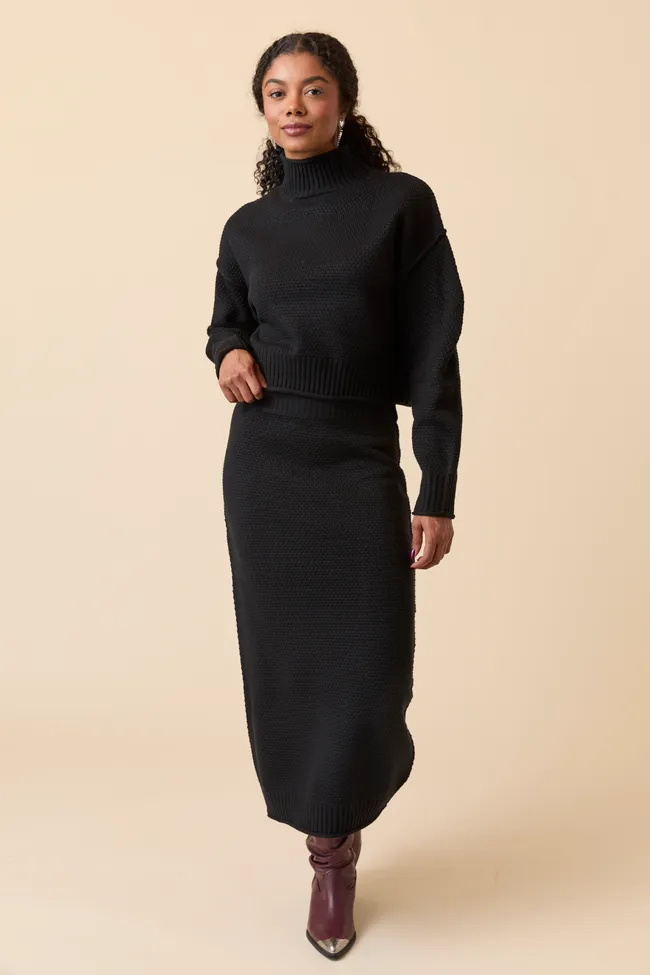 Jamie Black Sweater Turtleneck Skirt Set FINAL SALE sold by Pink Lily product image thumbnail 2