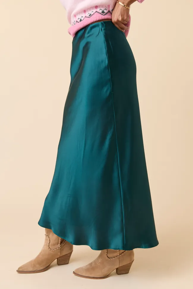 Gwendlyn Emerald Satin Maxi Skirt sold by Pink Lily product image thumbnail 3