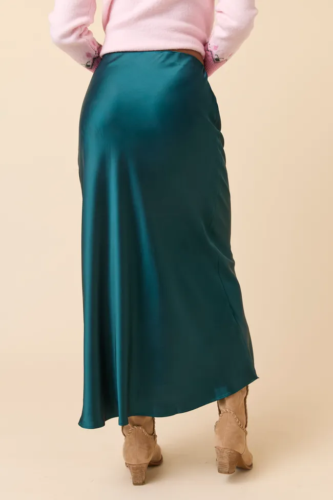 Gwendlyn Emerald Satin Maxi Skirt sold by Pink Lily product image thumbnail 4