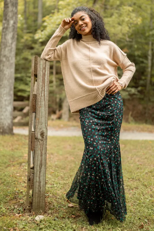 Anna Marie Black Multi Floral Knit Maxi Skirt SALE sold by Pink Lily