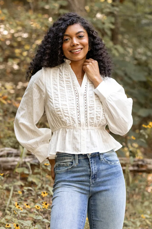 Abby Lou White Long Sleeve Blouse sold by Pink Lily product image thumbnail 3