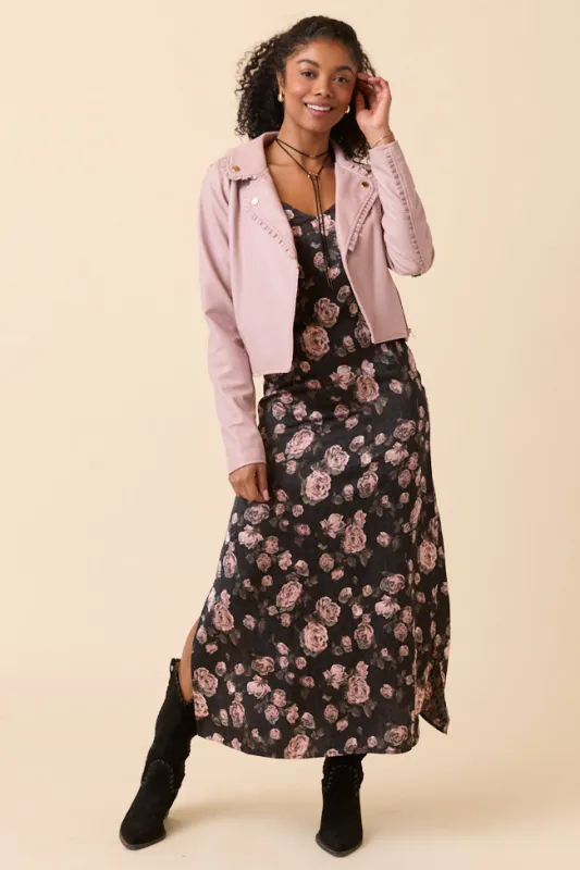 Allie Black Floral Slip Dress sold by Pink Lily