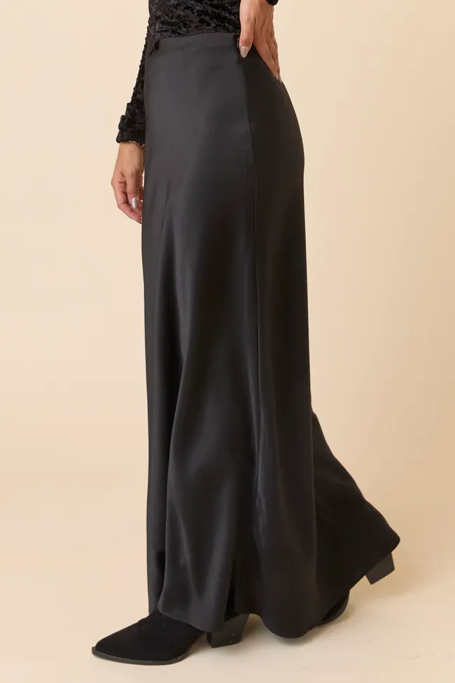 Freya Black Satin Maxi Skirt FINAL SALE sold by Pink Lily product image thumbnail 4