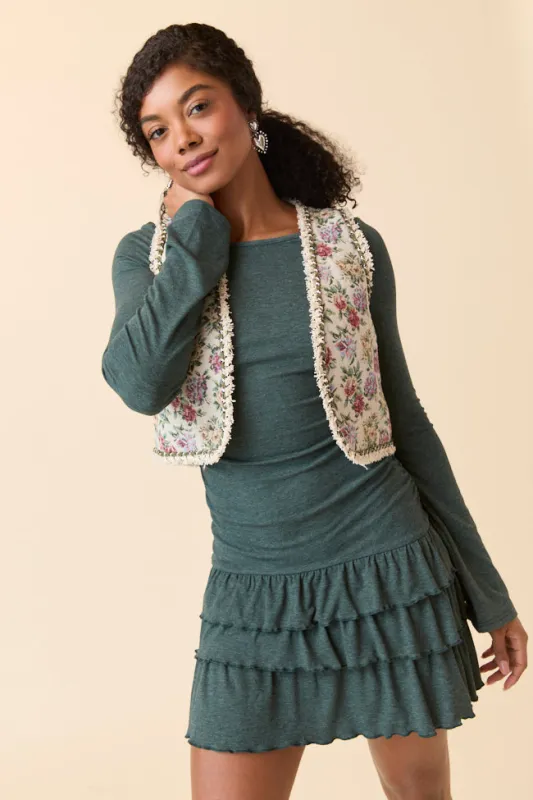 Janelle Forest Ruffle Knit Mini Dress SALE sold by Pink Lily