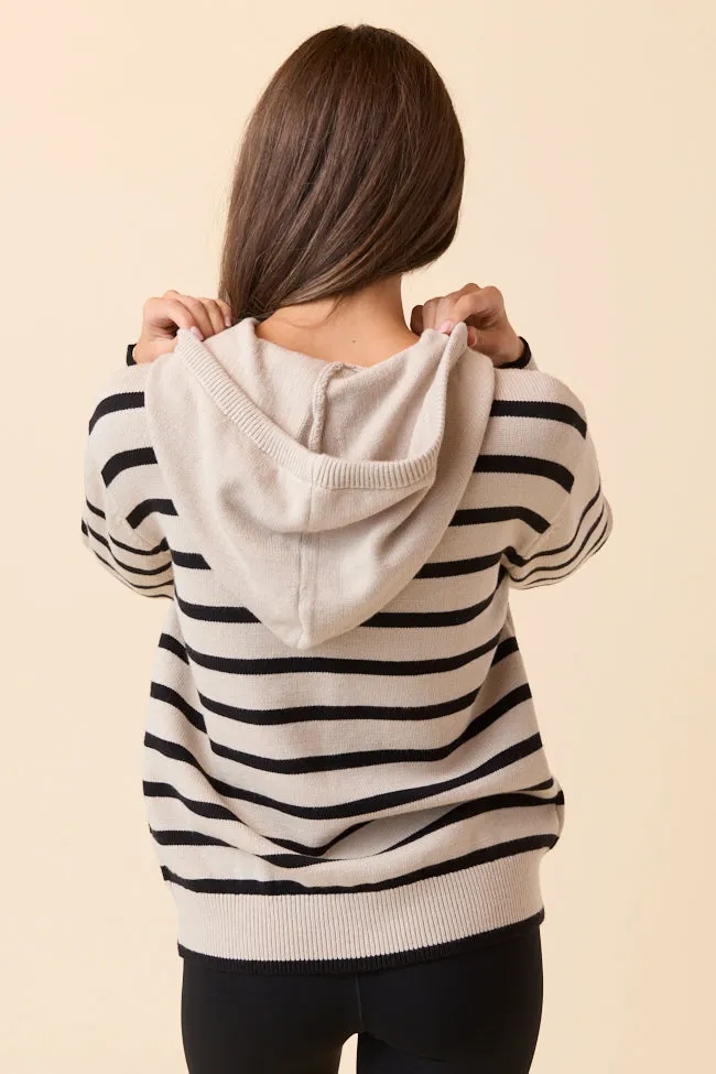 Blanche Taupe And Black Striped Hoodie sold by Pink Lily product image thumbnail 4