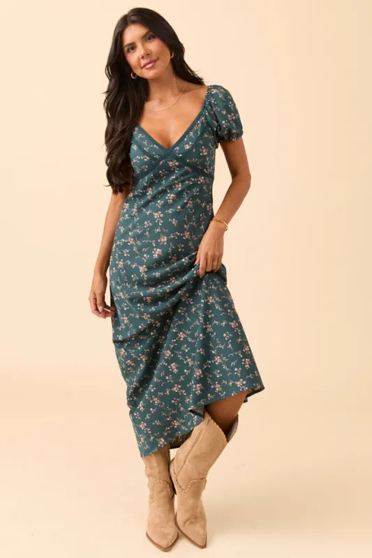 Marissa Teal Floral Maxi Dress SALE sold by Pink Lily
