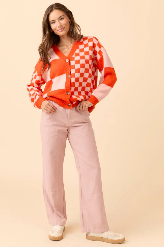 Alyssia Coral And Orange Checkered Cardigan SALE sold by Pink Lily product image thumbnail 2