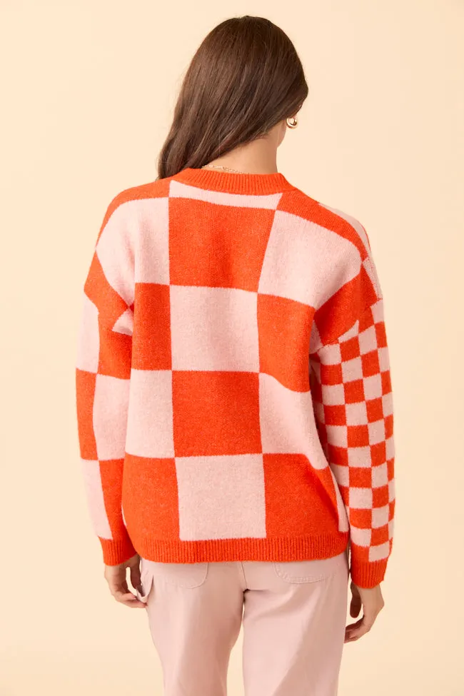Alyssia Coral And Orange Checkered Cardigan SALE sold by Pink Lily product image thumbnail 4