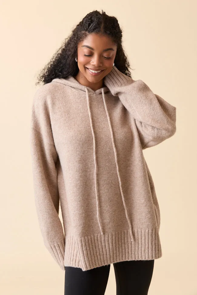 Etta Heathered Oat Hooded Sweater sold by Pink Lily