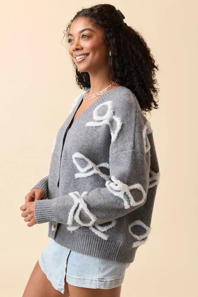 Christen White And Grey Bows Cardigan FINAL SALE sold by Pink Lily product image thumbnail 3