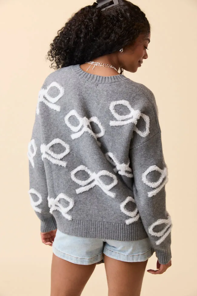Christen White And Grey Bows Cardigan FINAL SALE sold by Pink Lily product image thumbnail 4