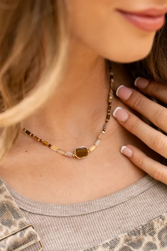 Meilani Brown Beaded Necklace SALE sold by Pink Lily