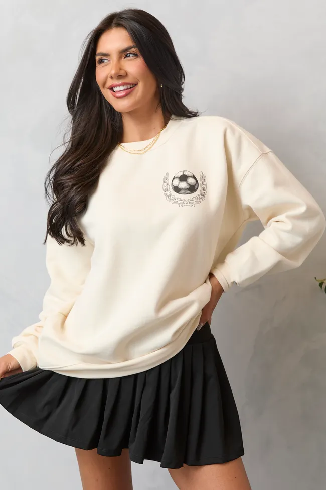 Meet Me In The Bleachers Soccer Cream Sweatshirt sold by Pink Lily