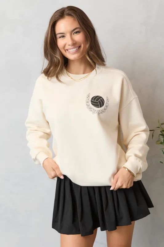 Meet Me In The Bleachers Volleyball Cream Sweatshirt SALE sold by Pink Lily