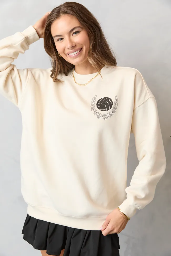 Meet Me In The Bleachers Volleyball Cream Sweatshirt sold by Pink Lily product image thumbnail 4