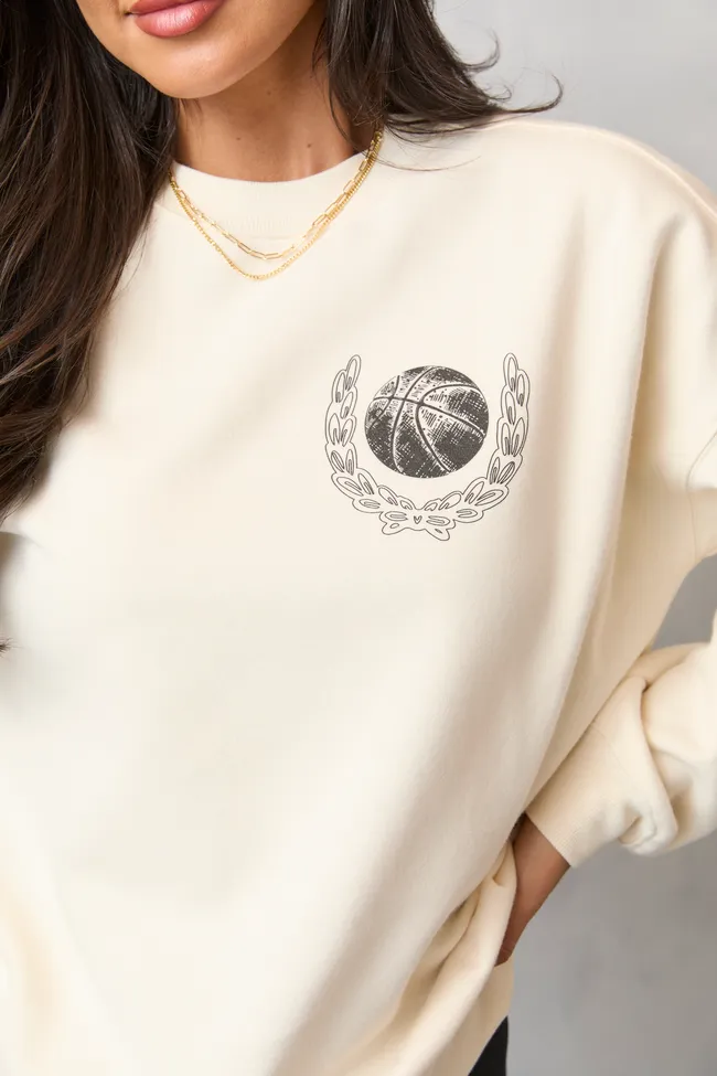 Meet Me In The Bleachers Basketball Cream Sweatshirt sold by Pink Lily product image thumbnail 3