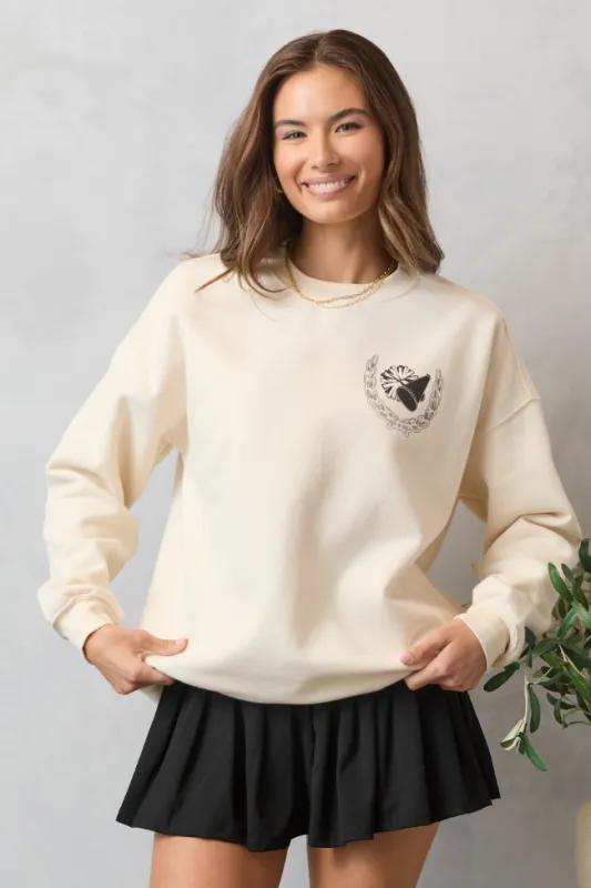 Meet Me In The Bleachers Cheer Cream Sweatshirt SALE sold by Pink Lily
