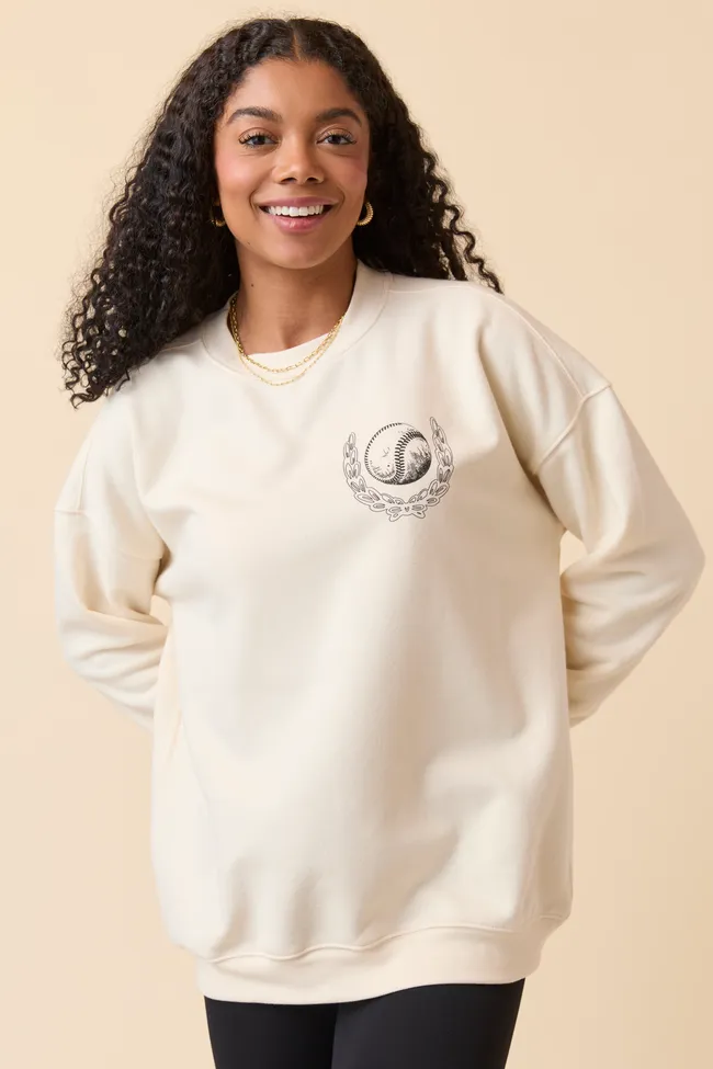 Meet Me In The Bleachers Baseball Cream Sweatshirt sold by Pink Lily product image thumbnail 4