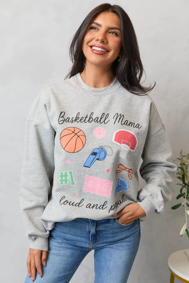 Basketball Mama Icons Light Grey Graphic Sweatshirt SALE sold by Pink Lily
