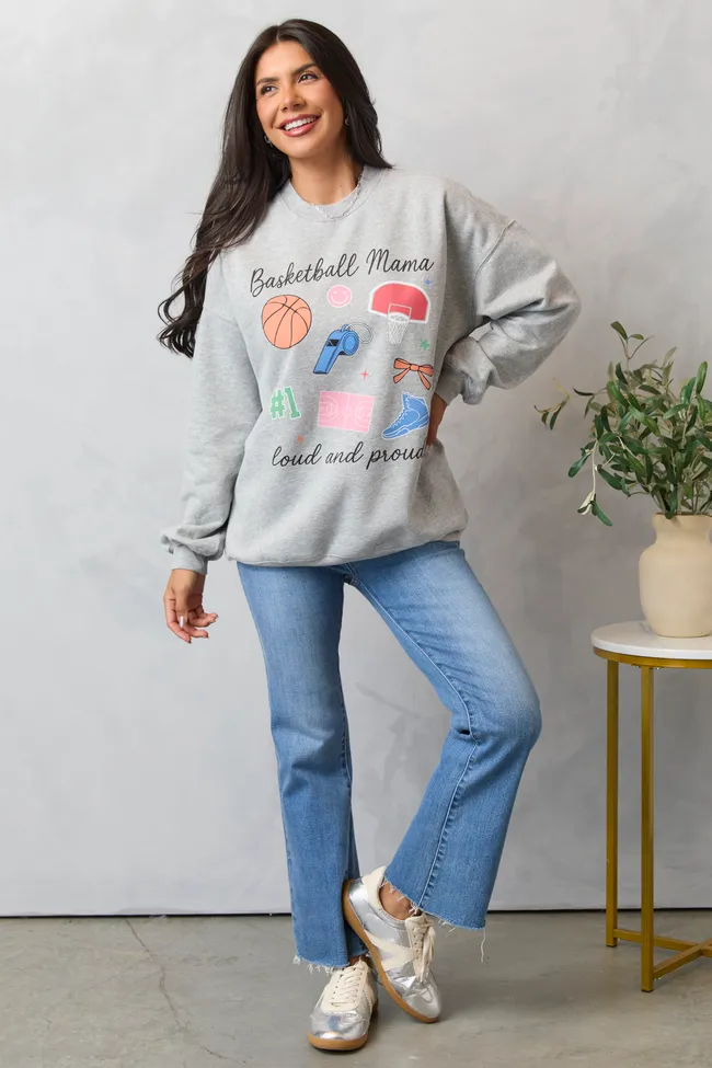 Basketball Mama Icons Light Grey Graphic Sweatshirt SALE sold by Pink Lily product image thumbnail 3
