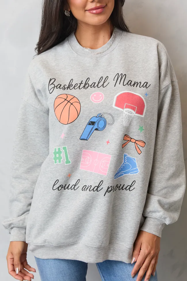 Basketball Mama Icons Light Grey Graphic Sweatshirt SALE sold by Pink Lily product image thumbnail 2