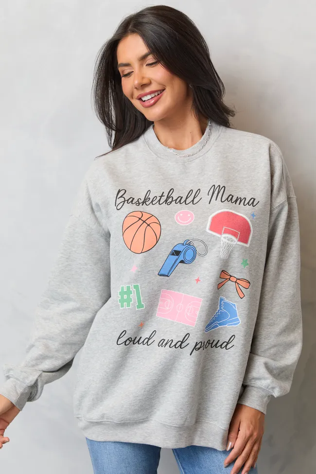 Basketball Mama Icons Light Grey Graphic Sweatshirt SALE sold by Pink Lily product image thumbnail 4