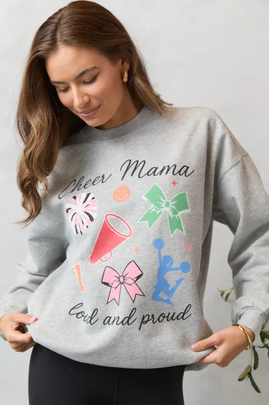 Cheer Mama Icons Light Grey Graphic Sweatshirt sold by Pink Lily