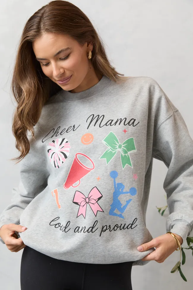 Cheer Mama Icons Light Grey Graphic Sweatshirt SALE sold by Pink Lily