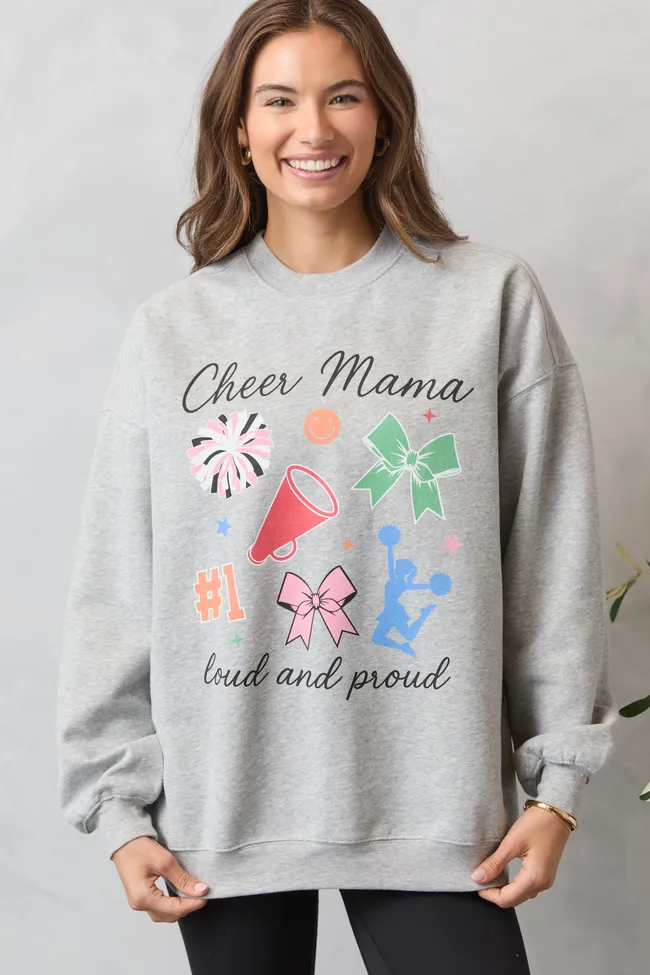 Cheer Mama Icons Light Grey Graphic Sweatshirt SALE sold by Pink Lily product image thumbnail 4
