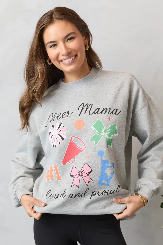 Cheer Mama Icons Light Grey Graphic Sweatshirt SALE sold by Pink Lily product image thumbnail 3