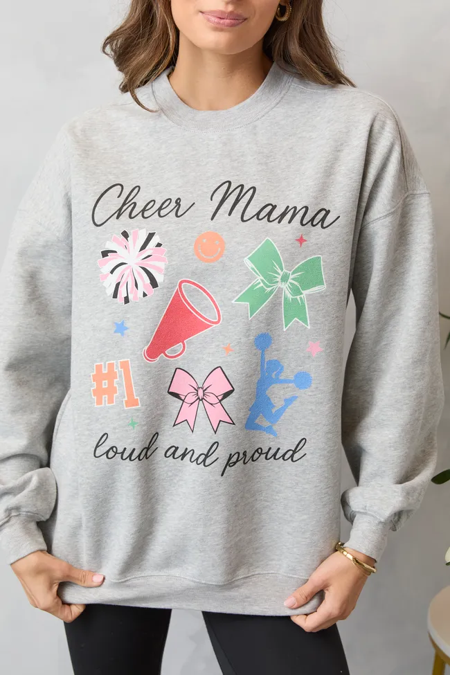 Cheer Mama Icons Light Grey Graphic Sweatshirt SALE sold by Pink Lily product image thumbnail 2