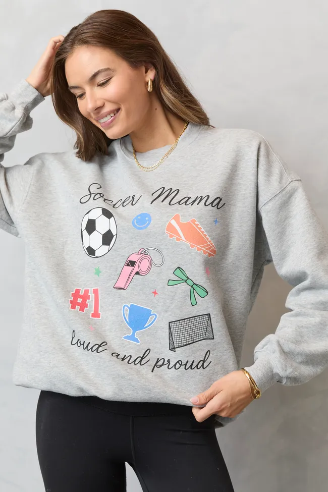 Soccer Mama Icons Light Grey Graphic Sweatshirt sold by Pink Lily