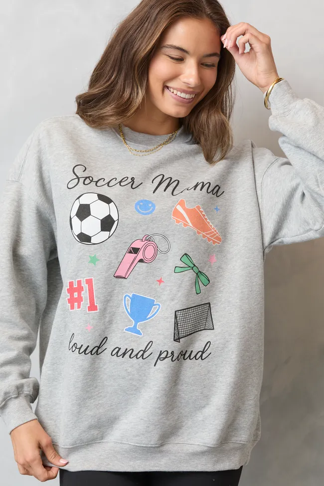 Soccer Mama Icons Light Grey Graphic Sweatshirt sold by Pink Lily product image thumbnail 2