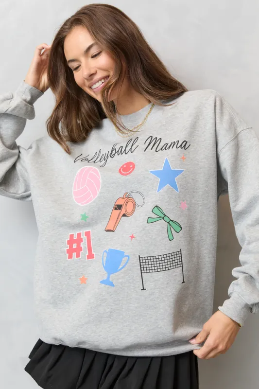 Volleyball Mama Icons Light Grey Graphic Sweatshirt sold by Pink Lily