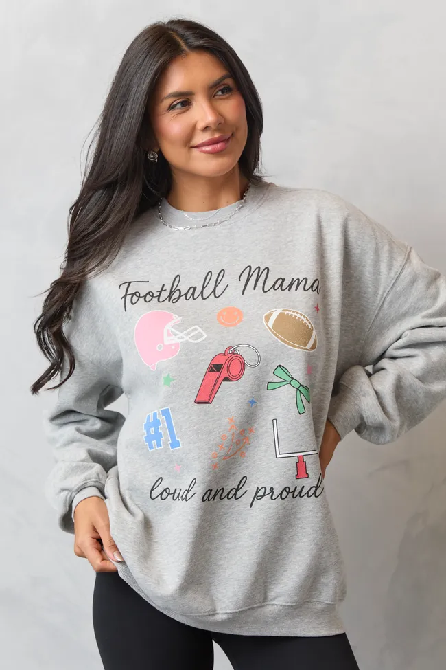 Football Mama Icons Light Grey Graphic Sweatshirt sold by Pink Lily product image thumbnail 4