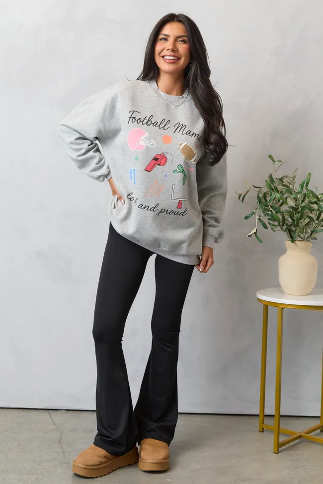 Football Mama Icons Light Grey Graphic Sweatshirt sold by Pink Lily product image thumbnail 3