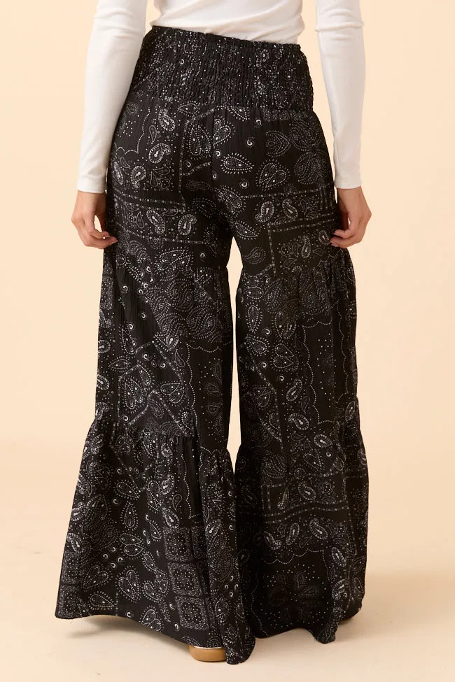 Eliza Black Paisley Print Wide Leg Pants FINAL SALE sold by Pink Lily product image thumbnail 5