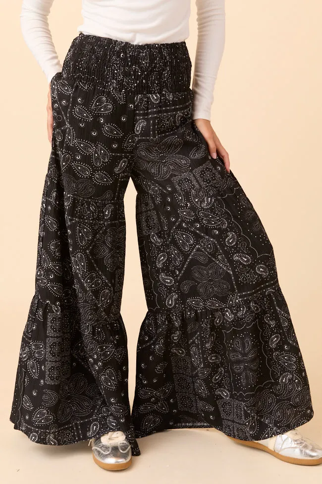 Eliza Black Paisley Print Wide Leg Pants FINAL SALE sold by Pink Lily product image thumbnail 3