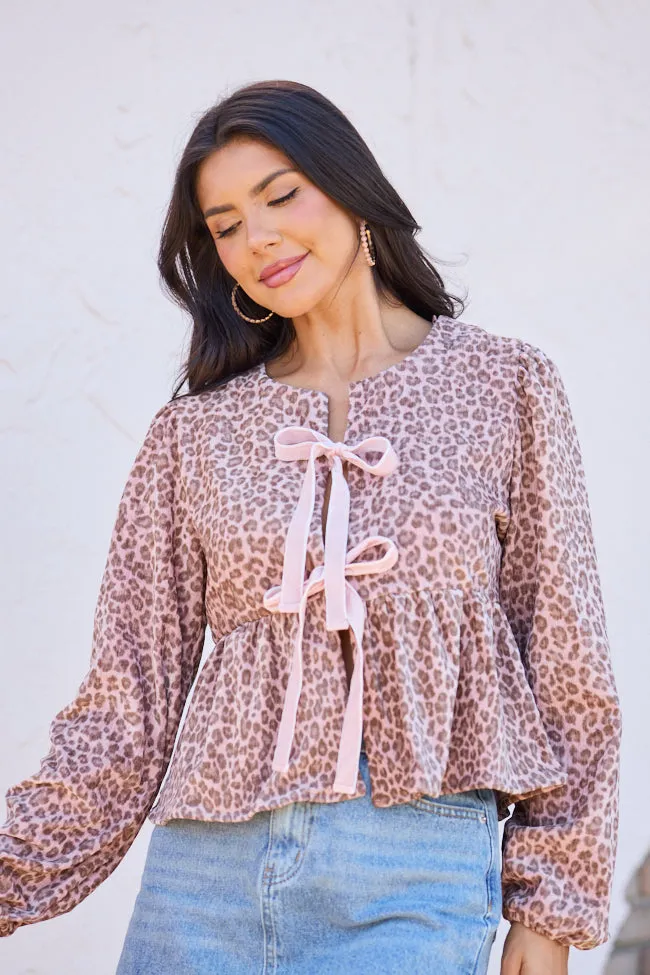 Talyn Pink Leopard Velvet Tie Front Top FINAL SALE sold by Pink Lily product image thumbnail 3
