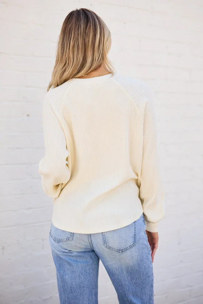 Abbie Long Sleeve Mineral Wash Cream Thermal Henley Top sold by Pink Lily product image thumbnail 4