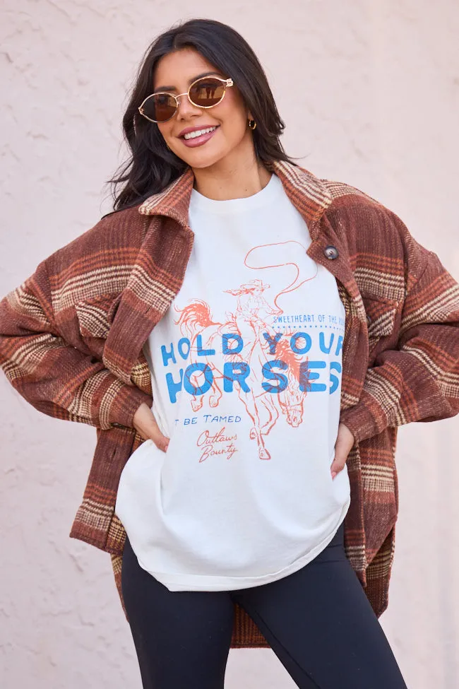 Hold Your Horses Off White Oversized Graphic Tee sold by Pink Lily product image thumbnail 2